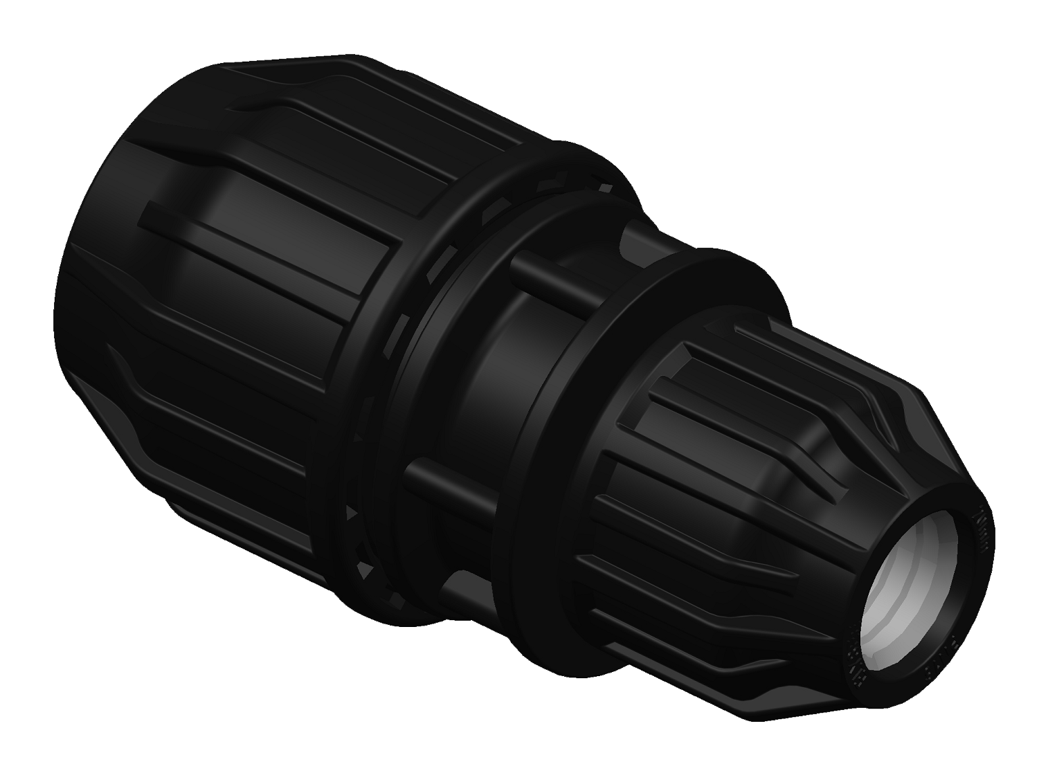 A 3D rendering of a metric compression reducing coupling.