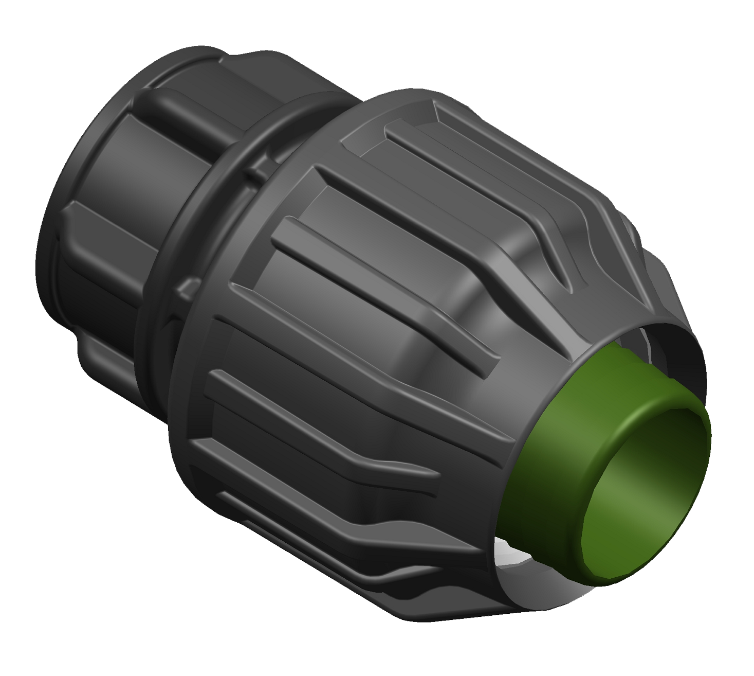 A 3D rendering of a rural compression end cap.