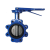 An image of a lugged butterfly valve with a lever handle.