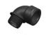 A 3D rendering of a BSP threaded 90 degree elbow with a male thread on one end and a female thread on the other.