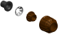 A 3D rendering of a metric poly to copper compression conversion kit.